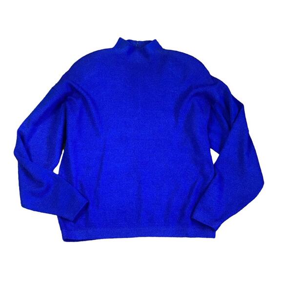Vintage St. John Sportswear by Marie Gray Blue Knit Mock Neck Sweater Large - Picture 1 of 6